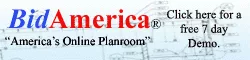 Image reading Bid America "Americas Online Planroom" Click here for a free 7 day Demo.